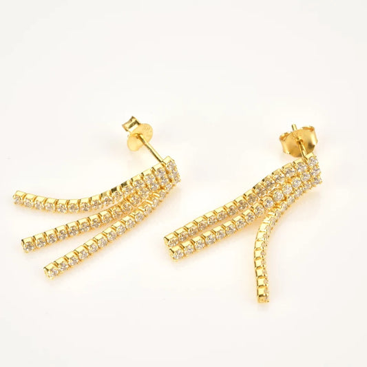 Gold Tassle Tennis Earrings