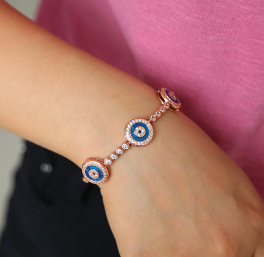 Rose Turq Evil Eye Bracelet