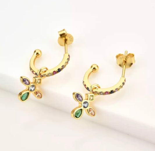 Gold Rainbow Deluxe Clear Earring