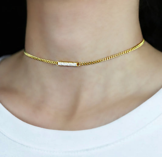 Gold Cuban Bar Choker/Necklace