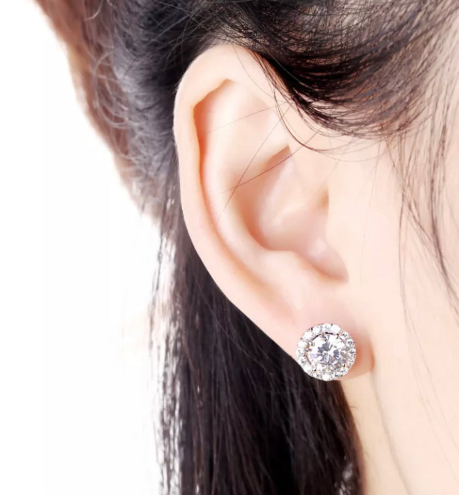 Sapphire Basket Halo Earring