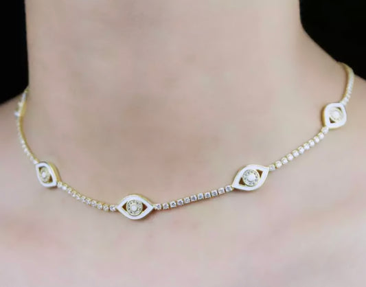 Milky Way Evil Eye Tennis Necklace