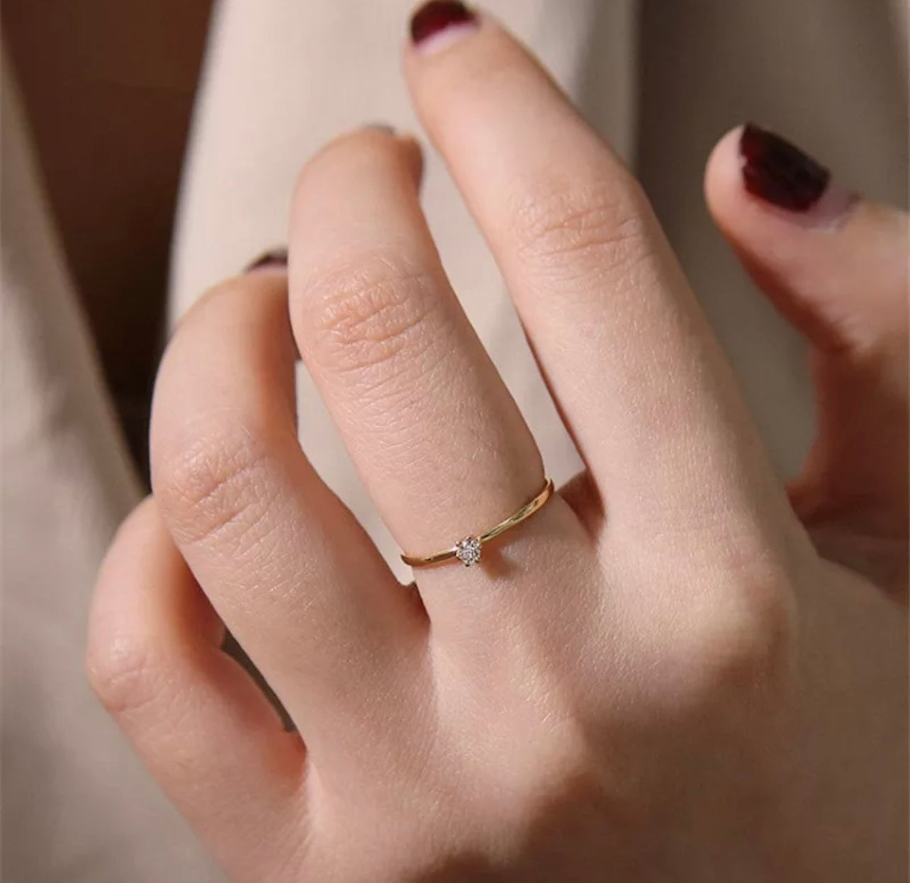 Gold Solitaire Stack Ring