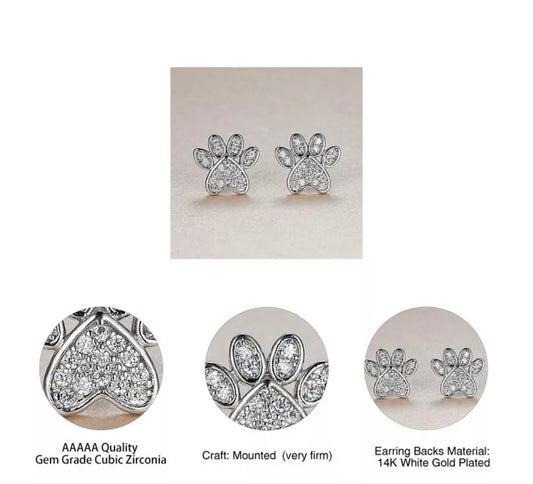 Pave Paw Print Earring