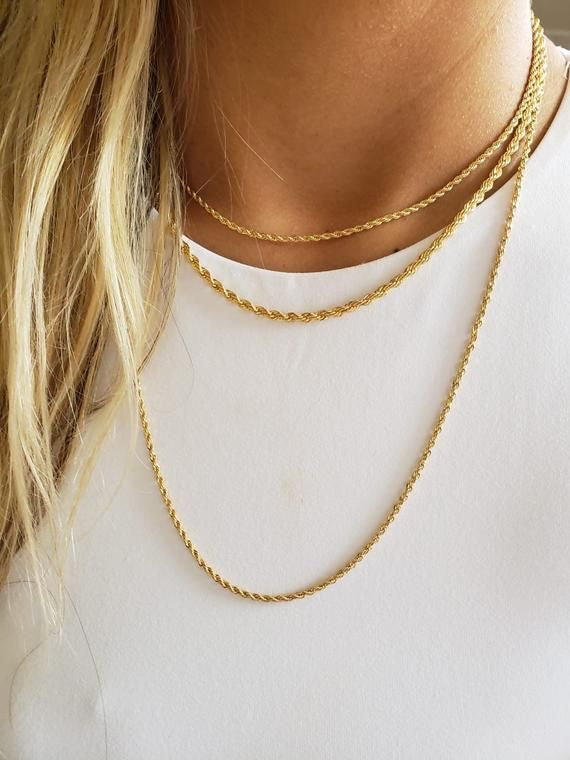 3mm Gold Rope Necklace (70cm)