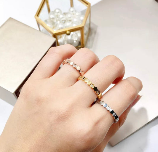 HoneyComb Kiss Stack Ring (925, Vermeil)