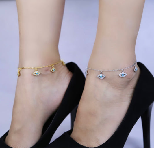 Gold Salisiah Evil Eye Anklet
