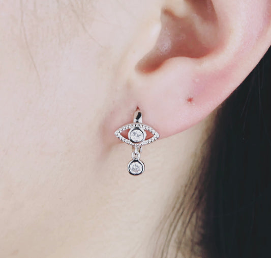 Pewter Antique Evil Eye Earring