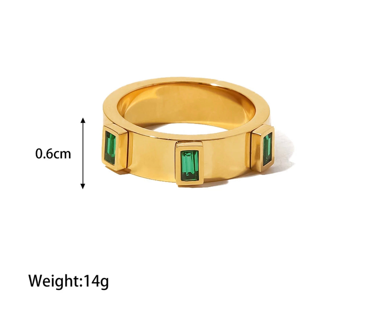 New York Green & Gold Baguette Ring