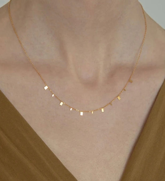 Dainty Rectangle Drop Necklace