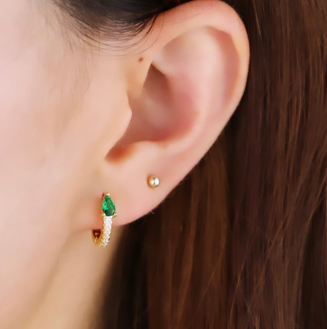 Dainty Emerald Pave Hoop