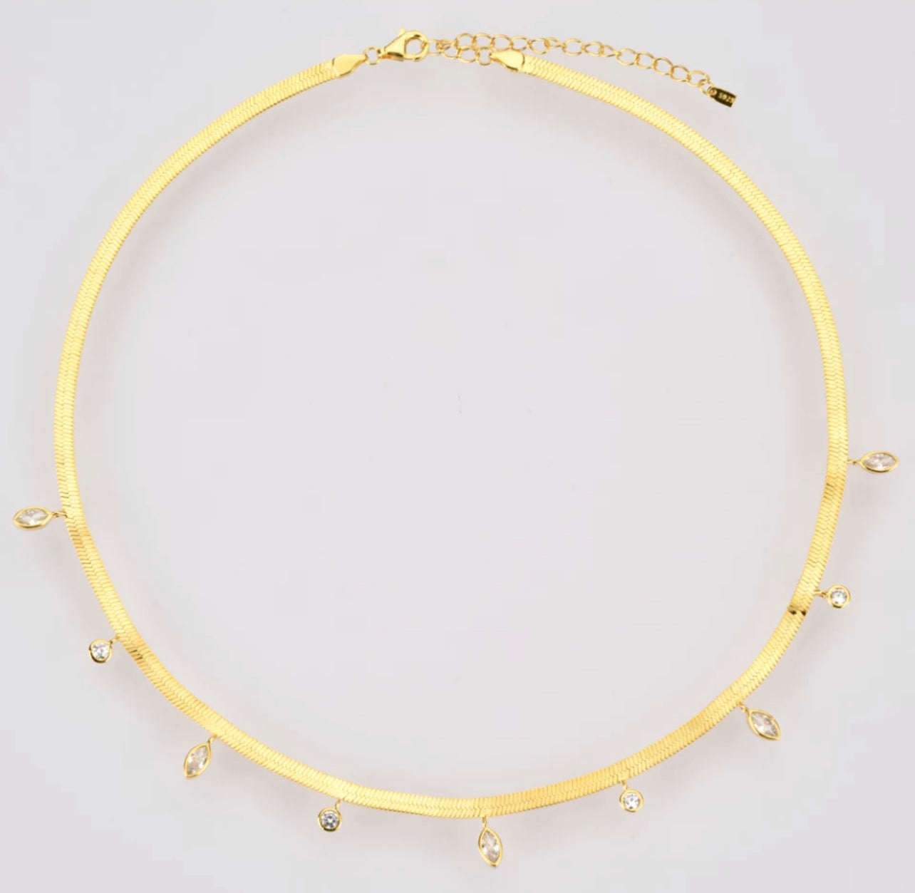 Gold Charmed Herringbone Necklace