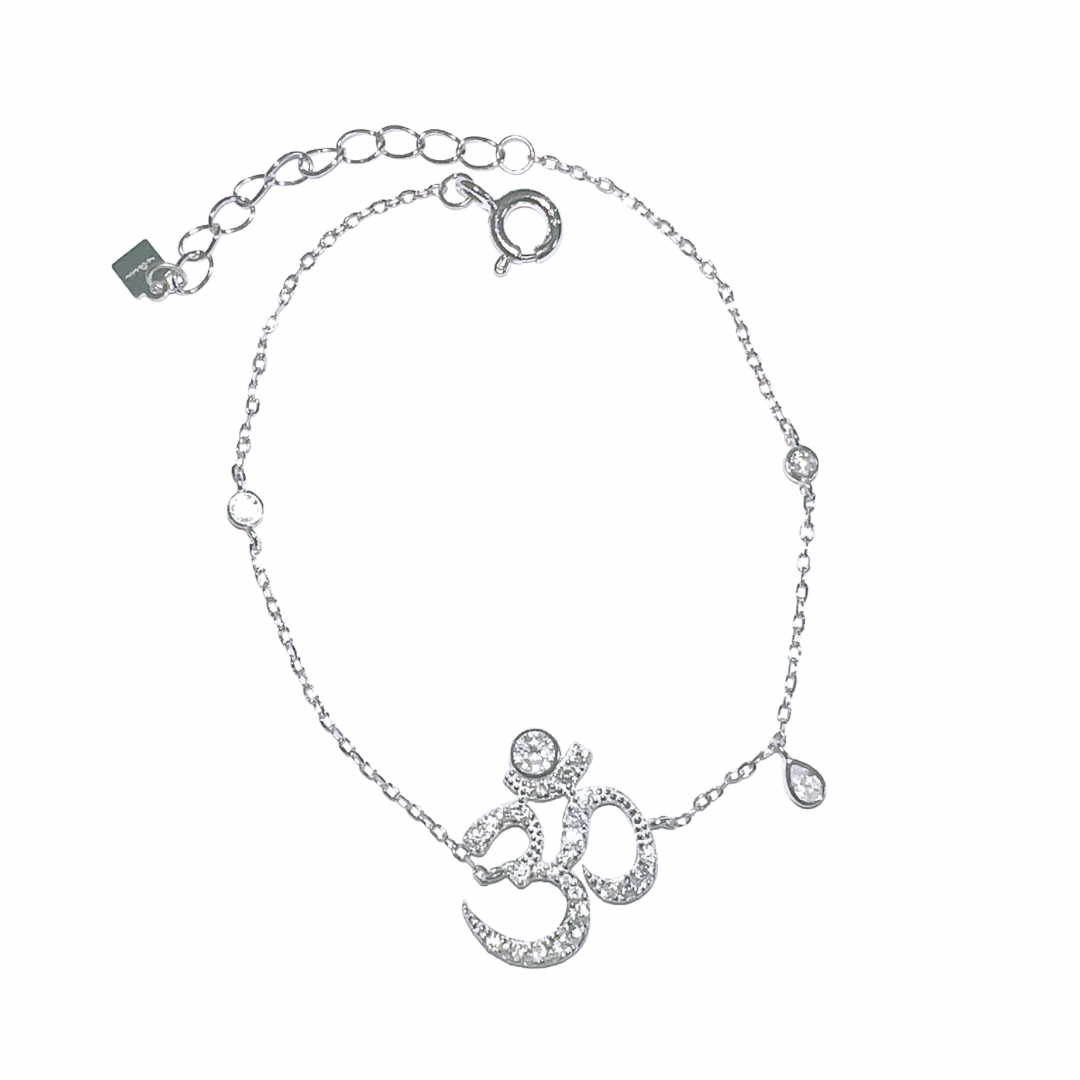 Silver & White Sacrosanct Aum Bracelet (925)
