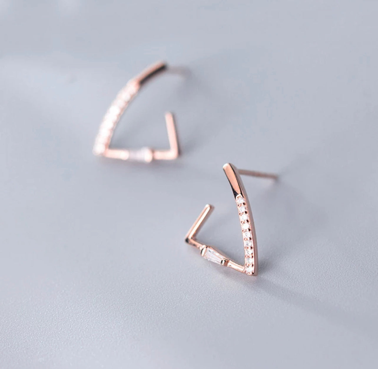 Rose Gold Dainty Triangular Stud