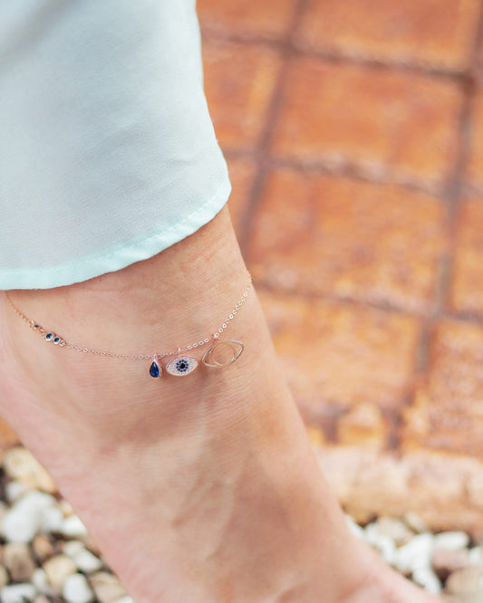 Arabian Night Rose Gold Evil Eye Anklet