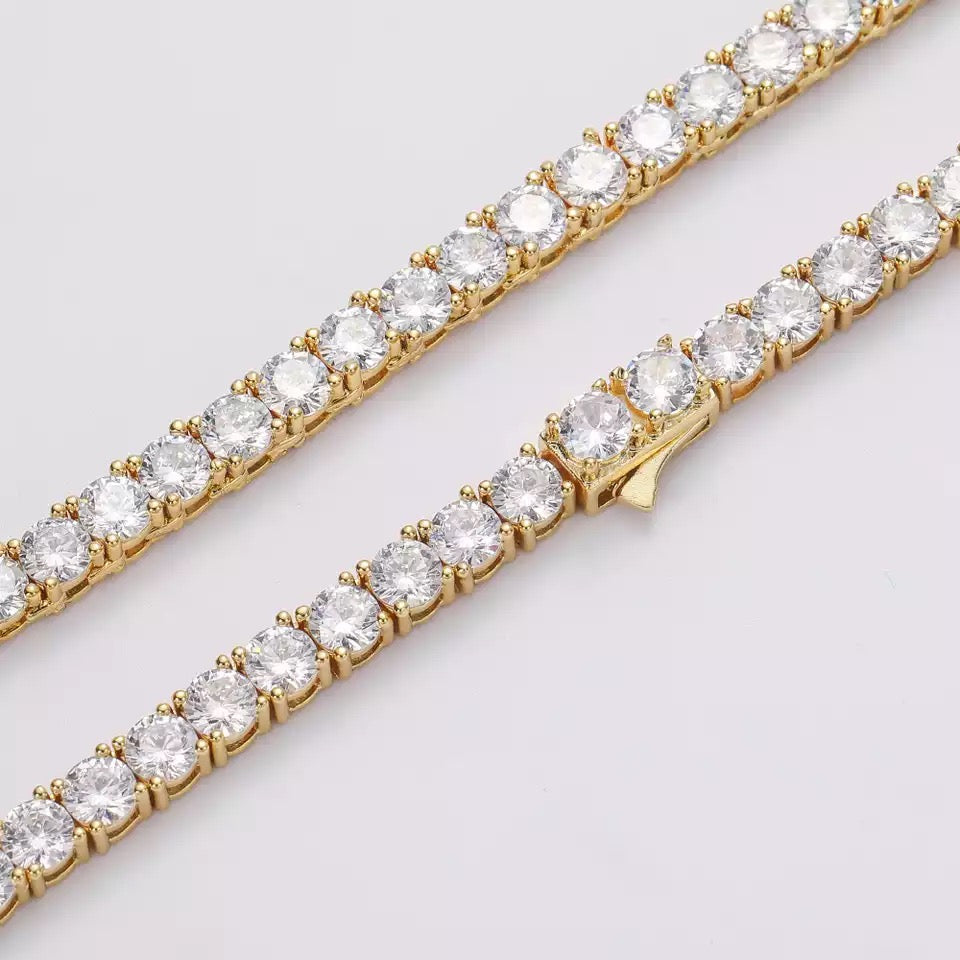 Gold Invisilink Tennis Necklace (4mm)