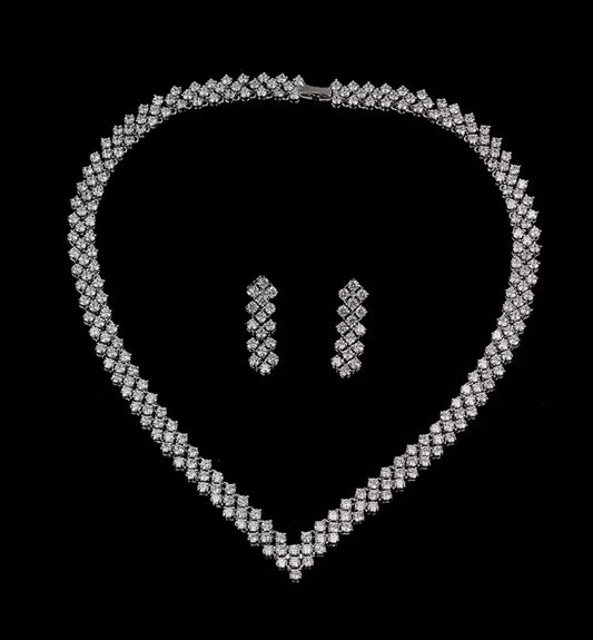 V Tennis Bridal Necklace