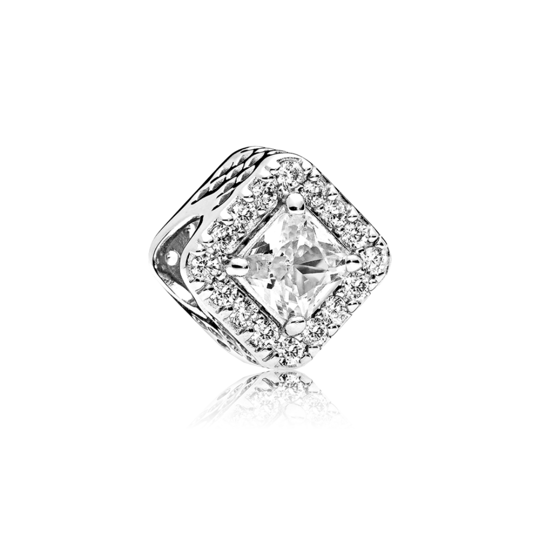 Princess Cut Square Halo Charm