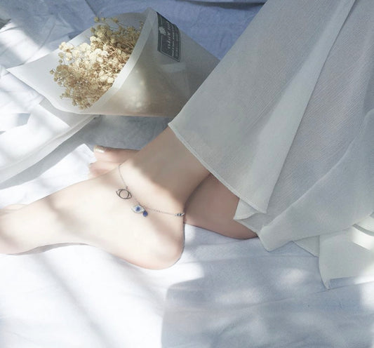 Arabian Night Silver Evil Eye Anklet