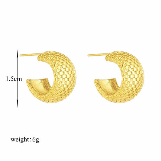 Gold Textured Dome Earring
