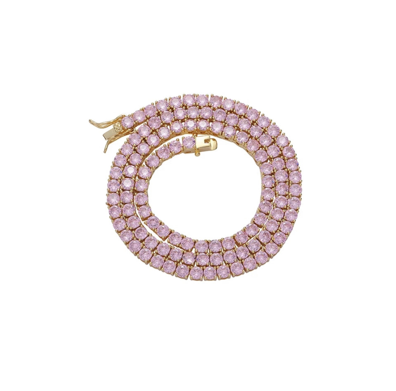 Pink & Gold Tennis Necklace
