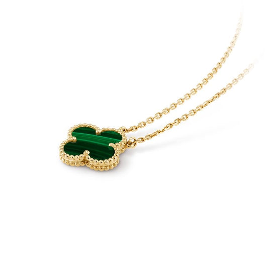 Gold & Green Clover Floating Pendant Necklace (925)