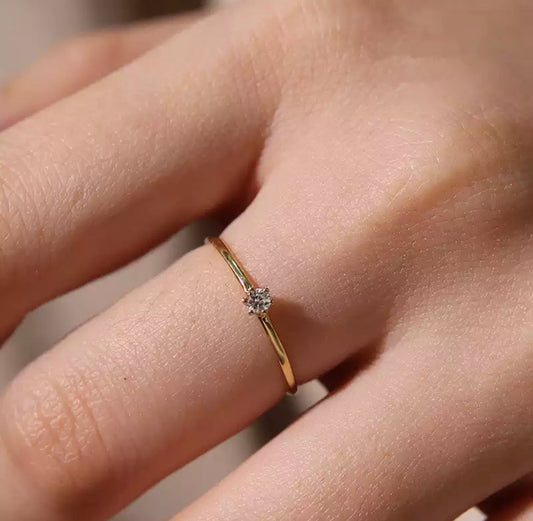 Gold Solitaire Stack Ring