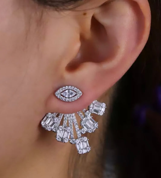 Silver Glitz Evil Eye Earring