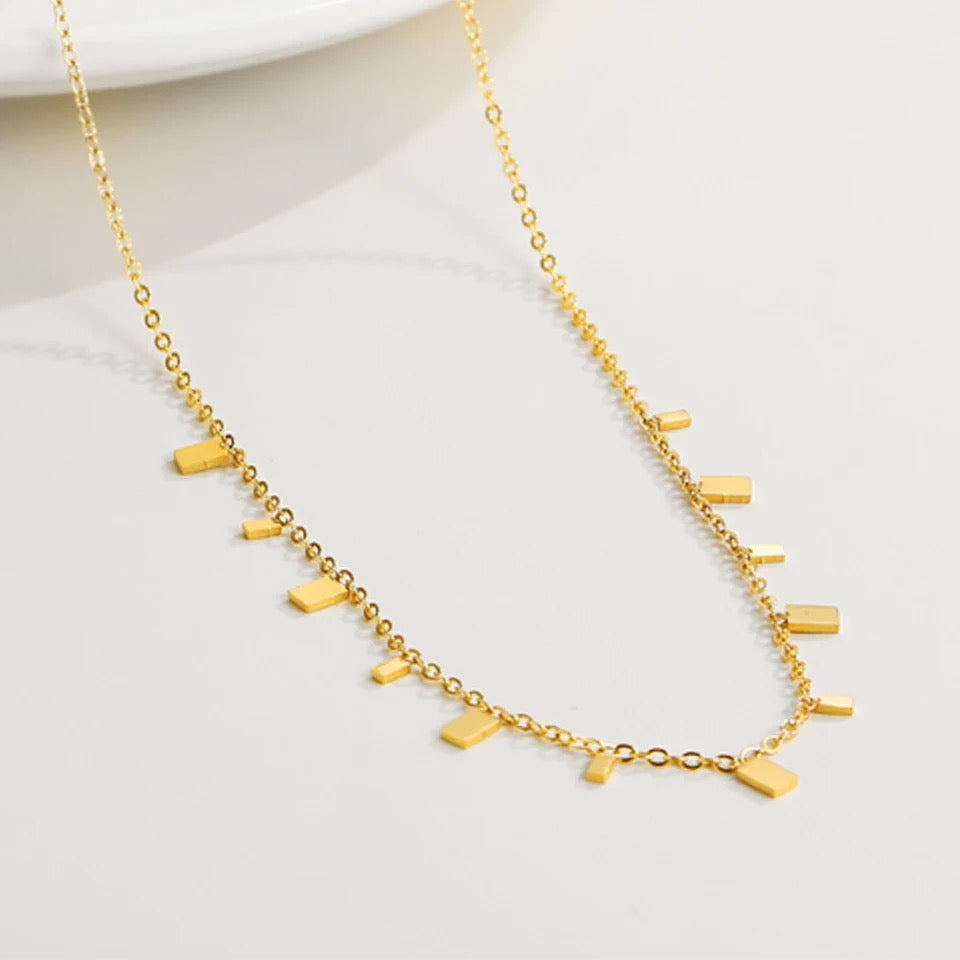 Dainty Rectangle Drop Necklace