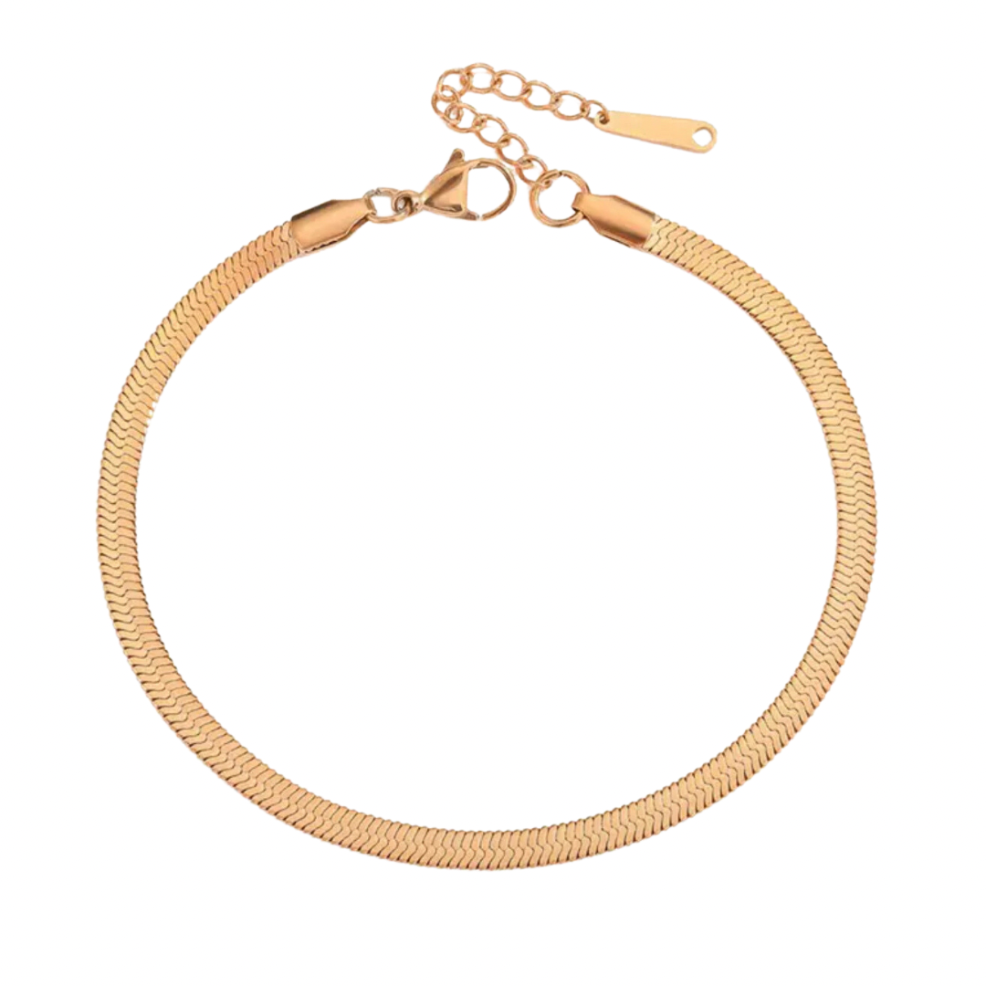 Rose Gold 3mm Herringbone Anklet