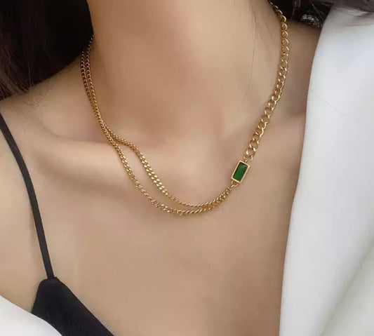 Emerald Gold Cuban Necklace