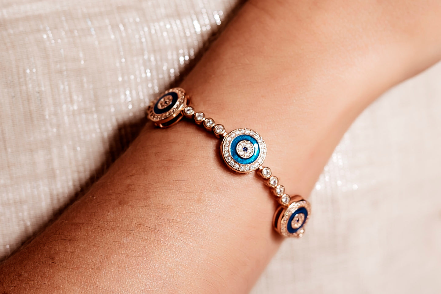Rose Turq Evil Eye Bracelet