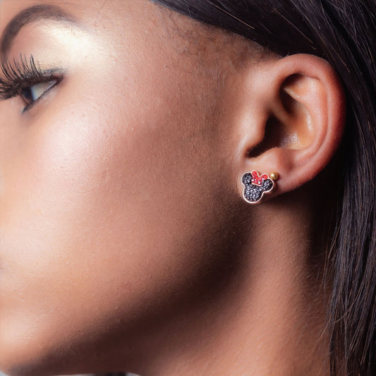 Sweetheart Minnie Earring - Black & Red