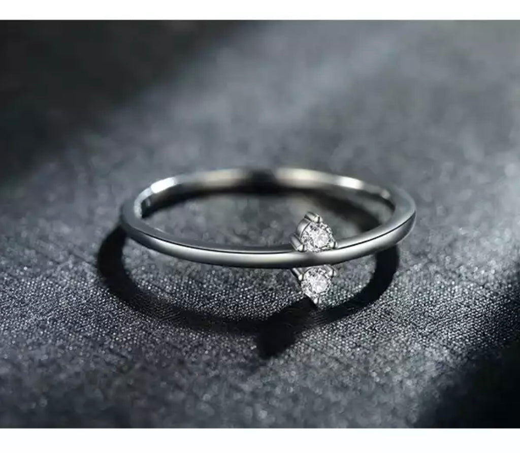 Silver Dual Stone Stack Ring