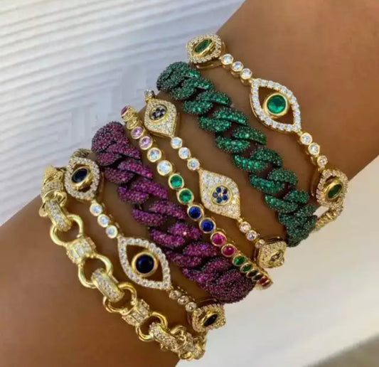 Jaded Gold Evil Eye Bracelet