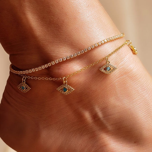 Gold Celestial Tennis Anklet
