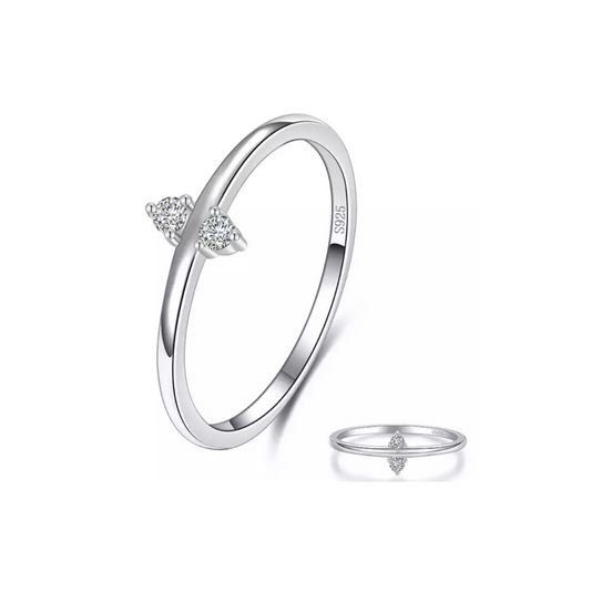 Silver Dual Stone Stack Ring