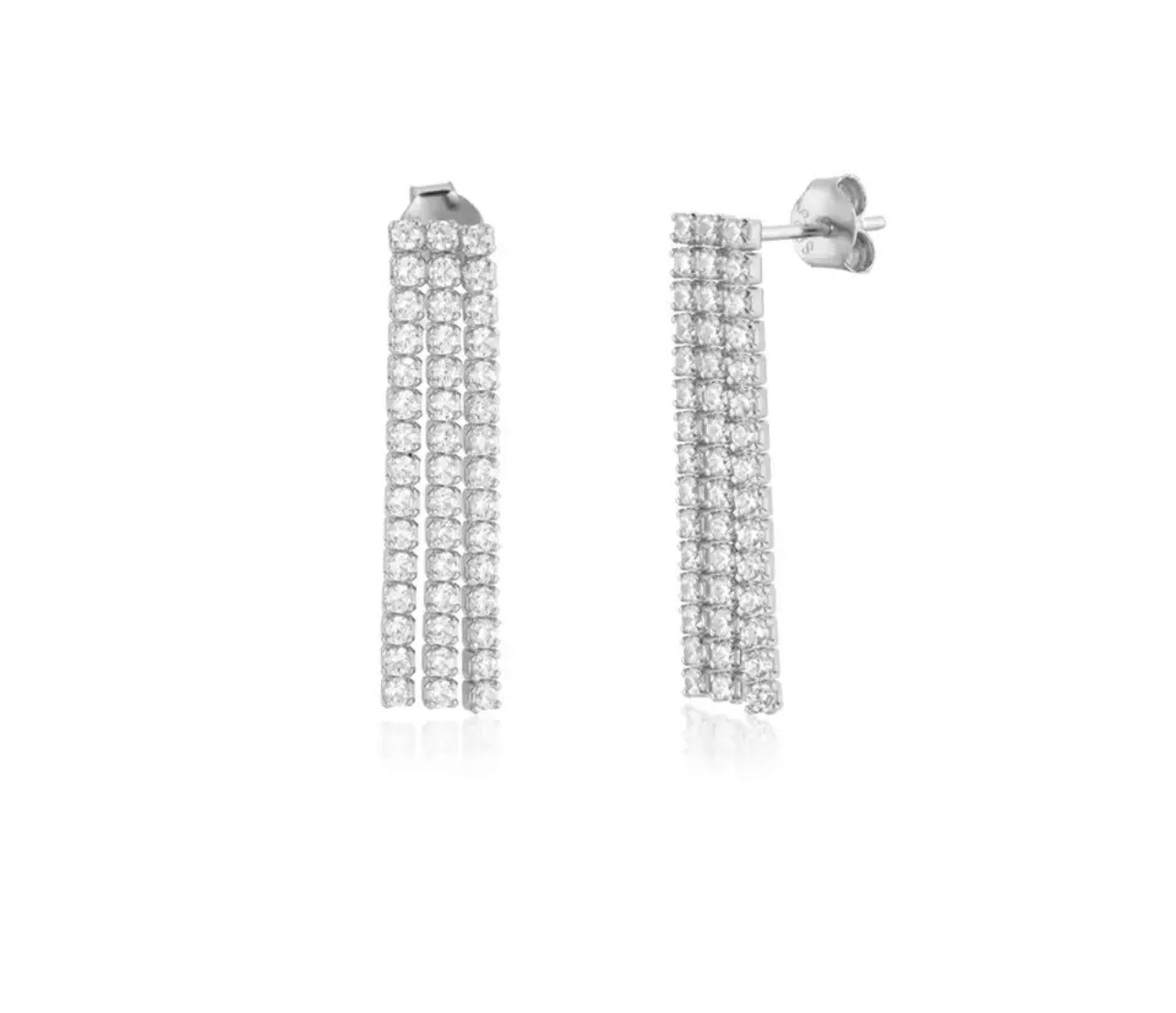 Silver Tassle Tennis Earring