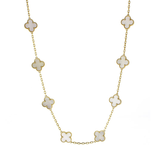 Gold & Pearl Clover Necklace (Mix Metal)