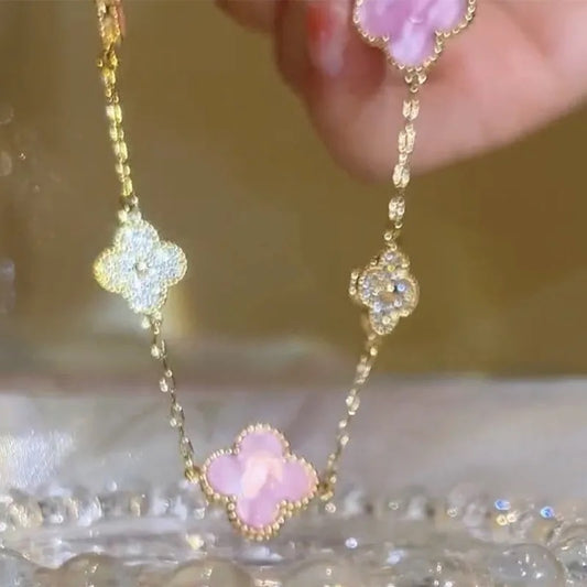 Gold Petal Blush Clover Bracelet