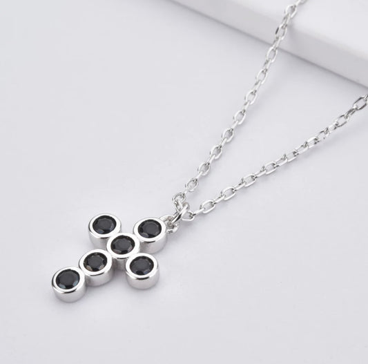 Sicily Black & Silver Cross Necklace