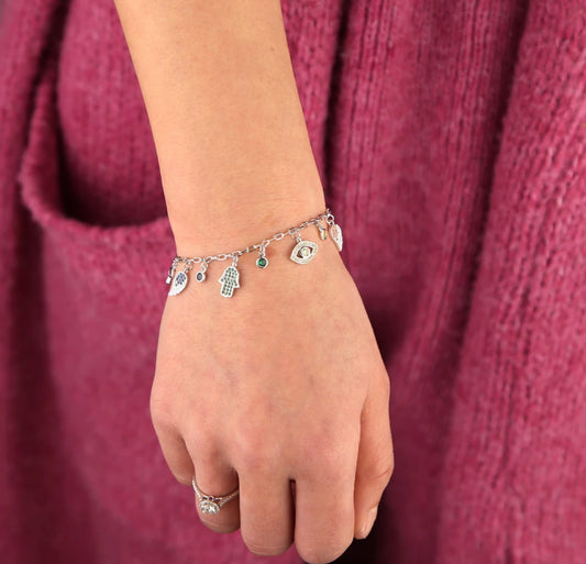 Silver Bohemian Charm Bracelet