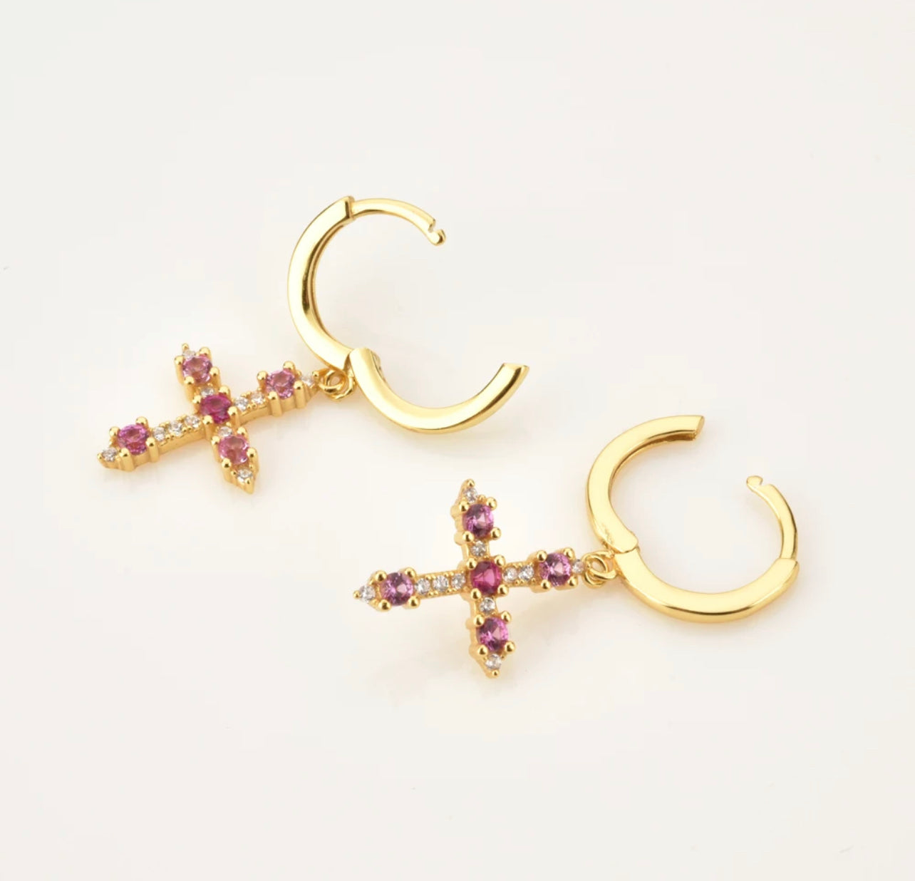 Fuschia Cross Earring