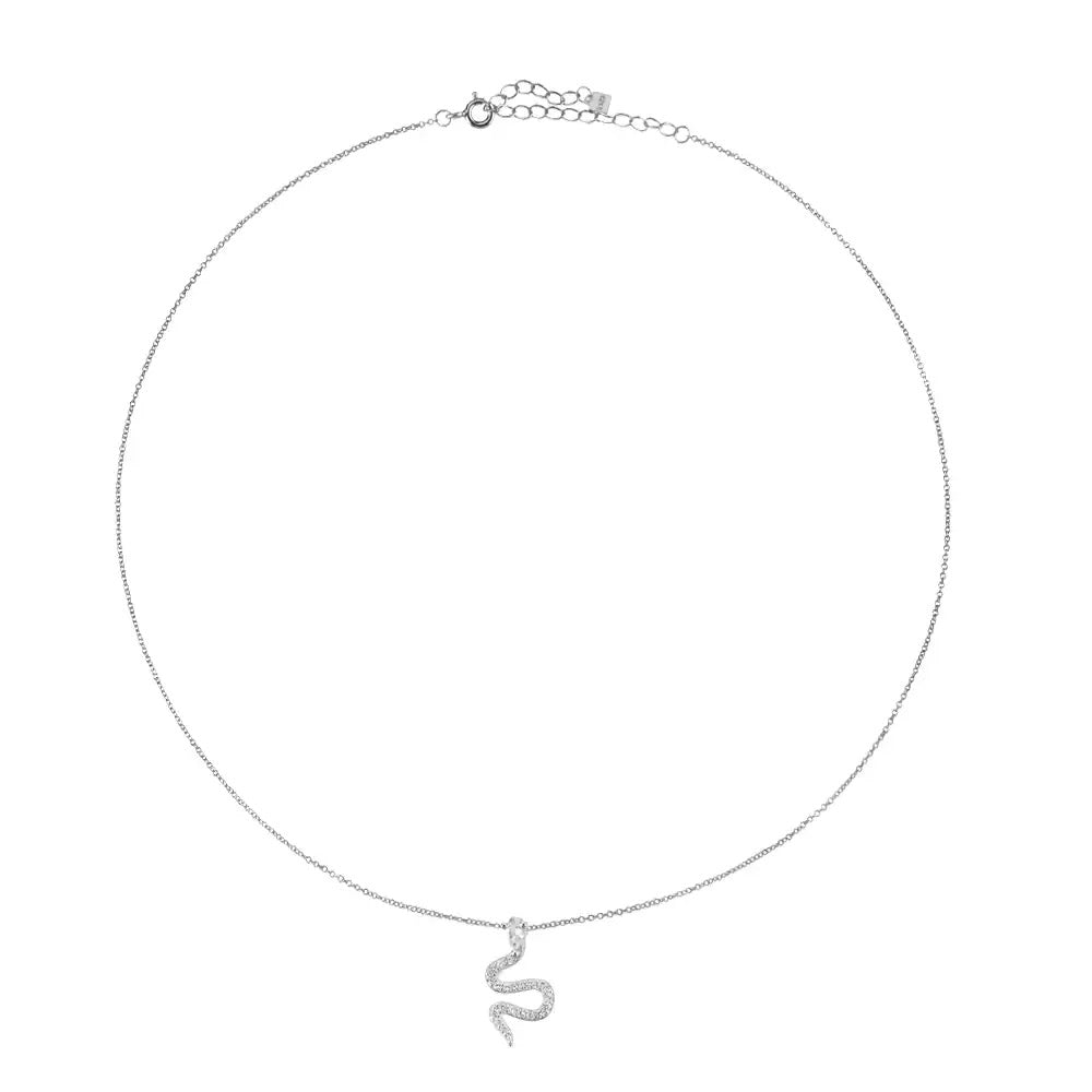 Silver Serpent Pave Necklace (925)