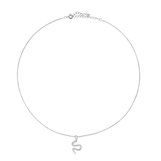 Silver Serpent Pave Necklace (925)