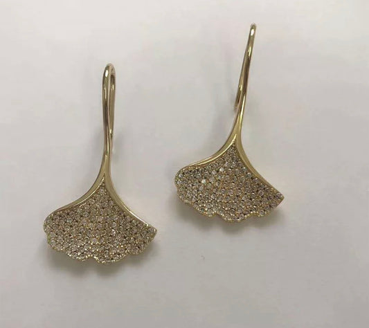 Gold Ginko Drop Earring