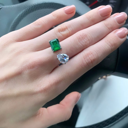 Open Emerald Cubic Ring