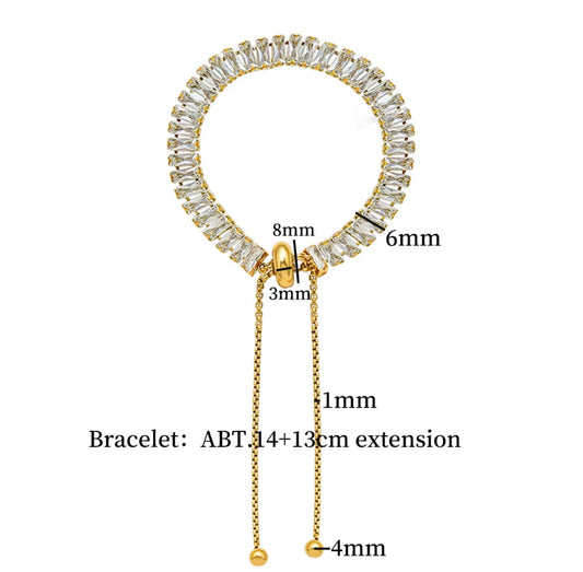 Gold Baguette Tennis Set