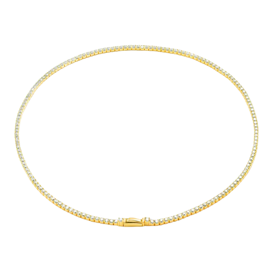 Gold Locker Tennis Necklace (925, 2mm)