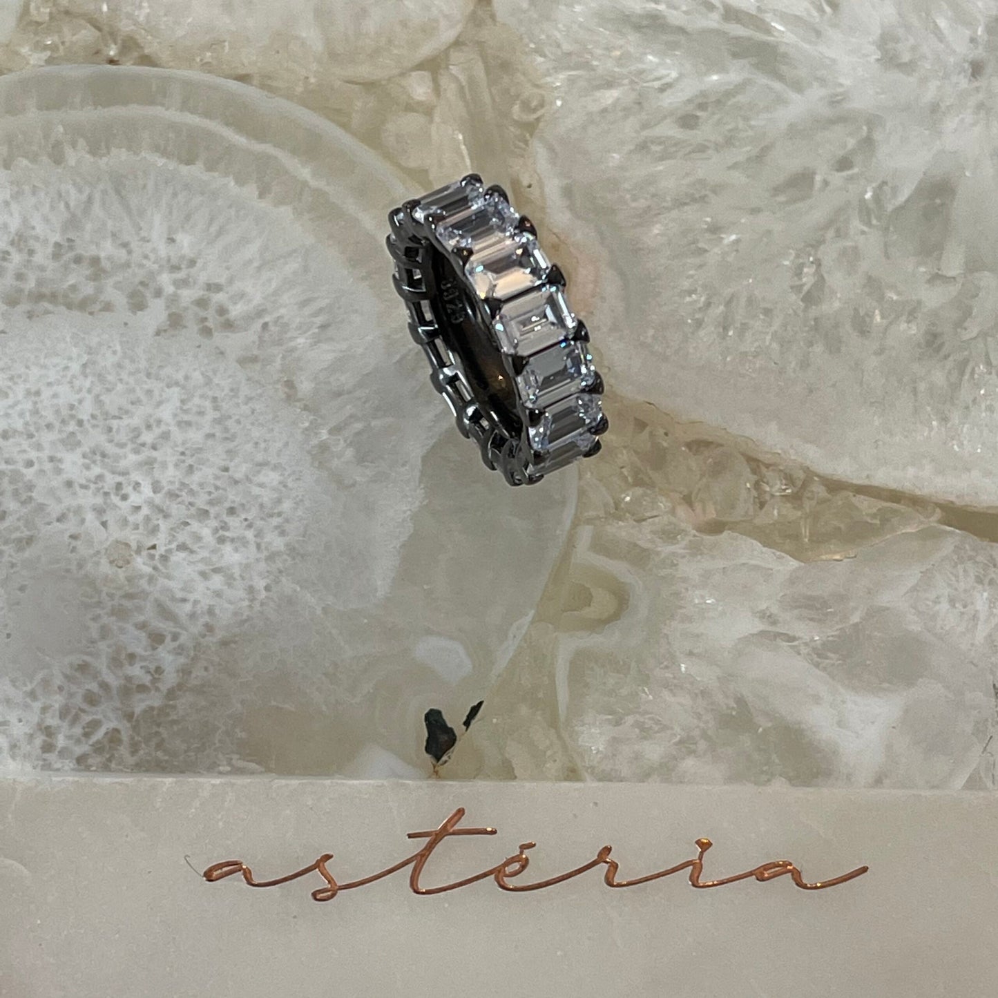 Gunmetal Eternity Baguette Ring